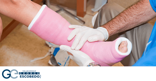 Close up of foot in a cast