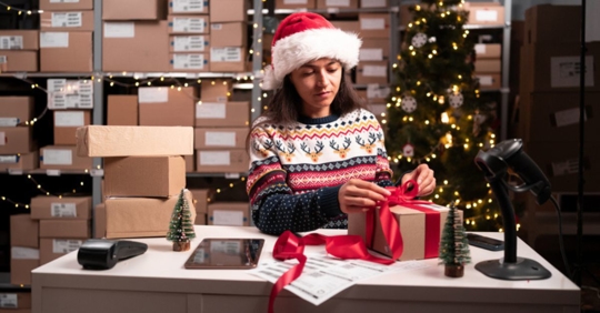 woman working in warehouse over the holidays